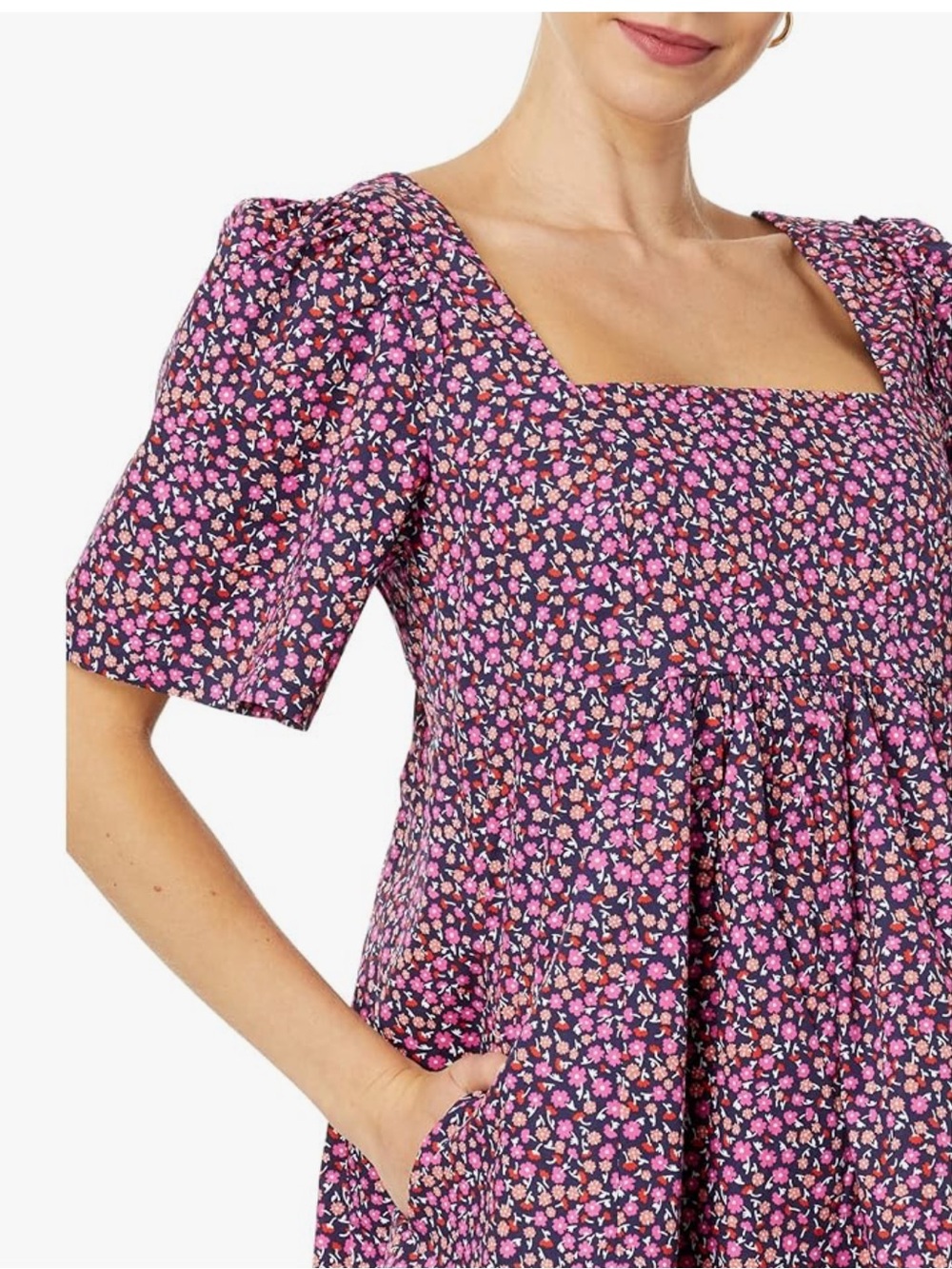 Draper James Dottie Babydoll Shift Dress Women XS Nassau Multi Navy Floral Print - Picture 2 of 14